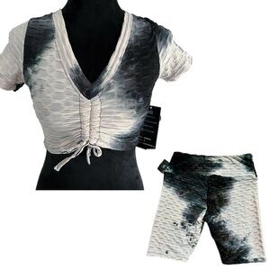 SRX Active- Tie-Dye Crop Top / Pant Set (Sz S) NWT